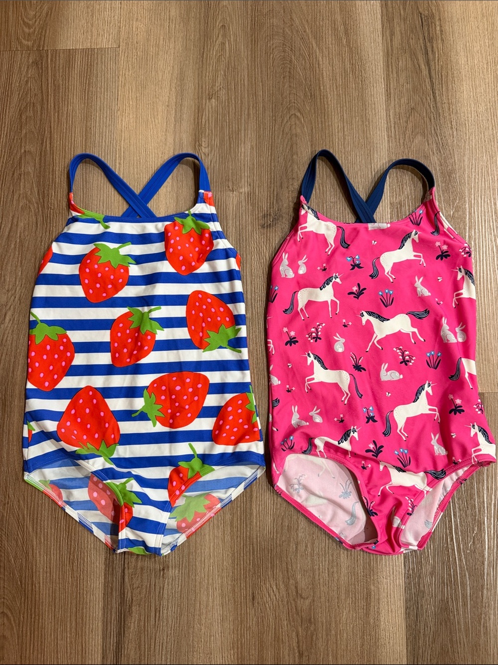 Mini Boden Swimsuit Bundle Girls Size 9-10Y Pink Unicorn Strawberry One Piece